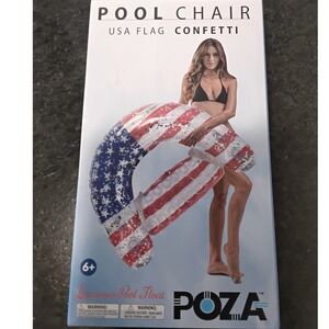 POZA USA FLAG CONFETTI POOL CHAIR LUXURIOUS FLOAT‎ NEW